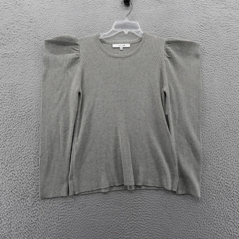 Joes Jeans Womens Heather Grey Ribbed Puff Sleeve Sweater‎ Size Large NEW